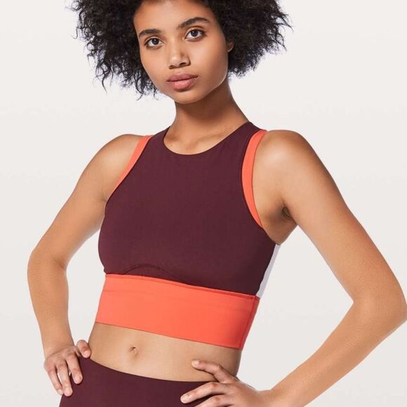 lululemon athletica Other - lululemon Kick Serve Sweat Bra Longline High Neck Colorblock Sz10